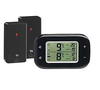Rosenstein & Söhne Kitchen & Home - termometro per frigorifero: Termometro per frigorifero e congelatore, nero, Digitale, 2 sensori wireless (congelatore, senza fili, veicolo)