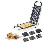 Rosenstein & Söhne Macchine per Waffle - piastra per waffle: Snack Maker 6in1, forme intercambiabili, rivestimento antiaderente (piastra per waffle varie forme, di Halloween, ghiaccio)