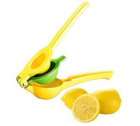 Rosenstein & Söhne Manual Juicers - spremiagrumi metallo: Manual Citrus Juicer, Metallo, 2 pressa-schede, per limoni e lime Ø 6 cm e 7,5 cm, giallo (Manuale Spremiagrumi, mano leva, bar)