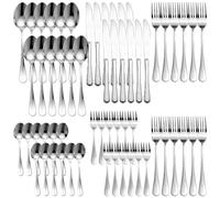 Rosenstein & Söhne posate in acciaio inox: 60 pezzi Set di posate, per 12 persone., acciaio inossidabile lucido, 12 coltelli, cucchiai, forchette, cucchiaini e forchettine da dolce (set di classico)