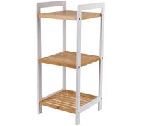 Rosenstein & Söhne scaffale per Scarpe: Bamboo Stand Shelf, White/Bamboo-Colored, 30 x 30 x 70 cm, 3 Ripiani (scaffale da Bagno, mensola Cucina Legno, Scarpa)