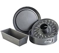 Rosenstein & Söhne Set di stampi per dolci, con 3 forme per dolci, Tortiera a cerniera (Ø 26 cm), Fondo per tortiera a cerniera (Ø 26 cm) (set di retro, forma cassa, cucina)