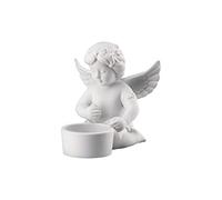 Rosenthal Angelo con ghirlanda di fiori come luce da tavolo, Ø 8,8 cm, altezza 10,2 cm, porcellana bianca opaca, confezione regalo inclusa