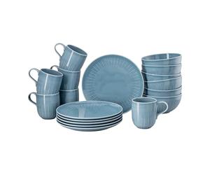 Rosenthal Joyn Denim Blue, blu, set da 18 pezzi, piatto, tazza con manico, 0,42 l, look leggero e naturale, tocco moderno e urbano, lavabile in lavastoviglie e microonde