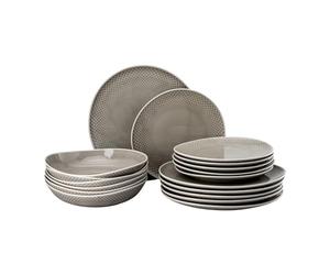 Rosenthal Junto Pearl Grey, set da 18 pezzi, porcellana, grigio perla, piatto piano Ø 22 cm e piatto profondo Ø 21,5 cm, lavabile in lavastoviglie e microonde, set per 6 persone