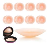 RoserRose 8 Paia Copricapezzoli Silicone, Adesivi Cuscinetti per Capezzoli Riutilizzabili, Copri Capezzoli Donna Ultrasottile 6,5 cm, Nipple Cover Invisibile Senza Spalline Reggiseno per Ragazza
