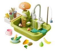 RoserRose Bacino Da Gioco Con Rubinetto Elettrico, Accessorio Per Giochi Di Cucina, Gioco Da Pesca Galleggiante Per Giochi D'Acqua, Gioco Di Ruolo Per Bambini (Piccola rana)
