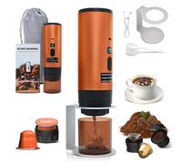 RoserRose Caffettiera Portatile, Macchina per Caffè Viaggio - Senza Fili & Auto-Riscaldante - Con Batteria 7800mAh, 20 Bar di Pressione - Compatibile con NS/DG/Caffè Macinato (Arancione)