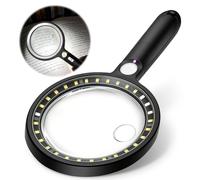 RoserRose Lente d'ingrandimento con luce - 5x/13x/20x Magnifying Glass with Light, 30 LED + 1 lampada UV, lente d'ingrandimento per anziani, lente d'ingrandimento con luce uniforme, lente
