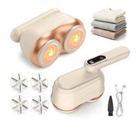 RoserRose Leva Pelucchi Elettronico 2-in-1 Doppia Testa con Manico Piegevole - Levapelucchi Professionale per Tutti i Tipi di Tessuto, Rimuovi Pelucchi da Maglioni (Beige)