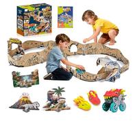 RoserRose Set di giochi per dinosauri per bambini, giocattolo dinosauro, pista d'autore, con teste di dinosauro intercambiabili e cartone ecologico, regalo per bambini dai 3 anni in su