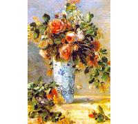 Roses and Jasmine in a Delft Vase - Pierre-Auguste Renoir - Notebook: 120 Lined Pages 6" x 9" Journal Diary Notepad