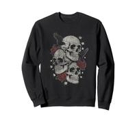 Roses And Skulls Elder Emo Grunge Punk Graphic Goth Gothic Felpa