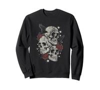 Roses And Skulls Elder Emo Grunge Punk Graphic Goth Gothic Felpa