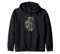 Roses And Skulls Elder Emo Grunge Punk Graphic Goth Gothic Felpa con Cappuccio