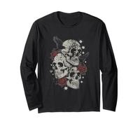Roses And Skulls Elder Emo Grunge Punk Graphic Goth Gothic Maglia a Manica