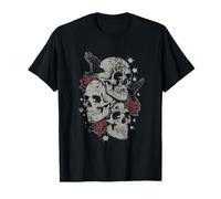 Roses And Skulls Elder Emo Grunge Punk Graphic Goth Gothic Maglietta