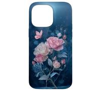 Roses Butterfly Stained Art Effect Stain Pink Blue Trans Custodia per iPhone 14 Pro Max
