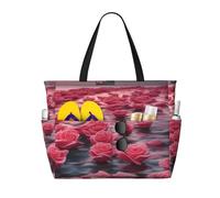 Roses by the sea Borsa da viaggio multifunzionale da spiaggia multi tasca design alla moda adatta per vari luoghi all'aperto