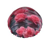 Roses by the sea - Cuffia da doccia riutilizzabile, a doppio strato, traspirante, ad asciugatura rapida, perfetta per casa, spa, hotel e viaggi