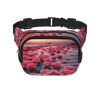 Roses by the sea Marsupio quadrato a doppio strato con cinghia regolabile per attività all'aperto, nero, taglia unica, Nero , Taglia unica