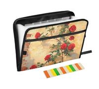 Roses Climbed The Wall Art Cartelle portadocumenti espandibili, 13 tasche, formato A4, con chiusura a cerniera, per ufficio e documenti