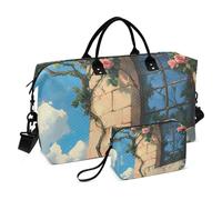 Roses Climbed Wall Art Personal Item Travel Bag Carry on Bag Tote Bag con tracolla regolabile per viaggio di grande capacità bolsos para