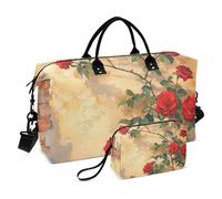 Roses Climbed Wall Art Travel Duffel Bags Carry On Tote Bag Sport Tote Gym Bag con tracolla regolabile per Trekking 2 Pz Set bolso Viajero para Mujer