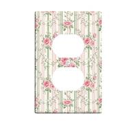 Roses, copertura da parete duplex, vintage, romantica, a strisce, viti, primavera, pesca, plastica, dimensioni standard, per prese elettriche, camera da letto, bagno, cucina, ingresso