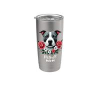 Roses Flowers Pit Bull Mom American Pit Bull Terrier Pittie Bicchiere termico in acciaio inox doppia parete