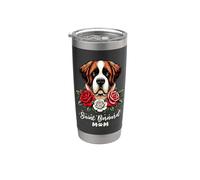 Roses Flowers Saint Bernard Mom St. Bernard Bicchiere termico in acciaio inox doppia parete