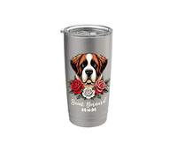 Roses Flowers Saint Bernard Mom St. Bernard Bicchiere termico in acciaio inox doppia parete