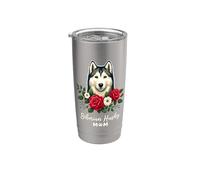 Roses Flowers Siberian Husky Mom Siberian Huskies Bicchiere termico in acciaio inox doppia parete