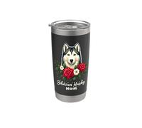 Roses Flowers Siberian Husky Mom Siberian Huskies Bicchiere termico in acciaio inox doppia parete