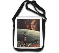 Roses of Outer Space Trippy Earth and Moon - Borsa a tracolla vintage, colore: Bianco
