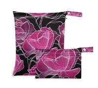 Roses Peach Black - Sacchetti impermeabili da viaggio, con manici per piscina, confezione da 2