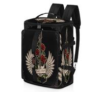Roses Wings - Borsone sportivo per chitarra, unisex, con scomparto per scarpe, 47,5 l, per sport, palestra, viaggi, Colore, 47.5L, Organizer per borse