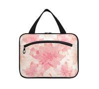 Rosetta Motivo Floreale Pesca Oro appeso borse da toilette da viaggio per le donne con gancio, designer carino trucco organizzatore borsa per mamma bagno bolsas para maquillaje M, rosone motivo