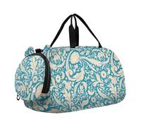 Rosetta Motivo Floreale Turchese Duffel Bag con le Scarpe Scomparto Grande Capacità Ginnastica Borsa Sportiva per Ragazzi e Ragazze bolsos de, Rosone Motivo Floreale Turchese, moderno