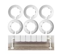 Rosetta per termosifone, 6 pezzi, in Bianco, Ø interno 44 mm, esterno 75 mm, altezza 13 mm, per tubi da 1 1/4 pollici, DN32, Collari ad anello per coprire l’attacco a parete del tubo di riscaldamento