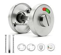 Rosetta per WC con indicatore di ricevute, set di rosette in acciaio inox, per bagno e WC, serratura con manopola girevole, per porta WC, in acciaio inox, rosetta girevole con indicatore rosso e verde