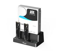 Rosewill M.2 NVMe & SATA SSD / HDD da 2,5" e 3,5" HDD Cloner & Reader Docking Station, USB 3.2 Gen 2x1 10Gbps, Triple Bay, clonazione offline, senza attrezzi - RS-N2S-CL