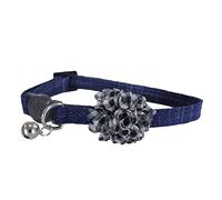 Rosewood Collare per Gatti Blu con Scrunch, in Denim Blu con Scrunch a Quadretti Bianchi e Neri, Regolabile con sgancio rapido, Elegante Collare per Gatti con campanella, per Gatti e Gattini