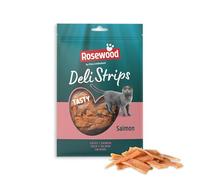 Rosewood Deli Strips Salmone e Tonno - Spuntino per gatti morbido e delicato con salmone e tonno, dolcetti magri per gatti, senza aggiunta di sale o zucchero, senza additivi artificiali, 40 g