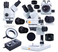 Rosfix Mercury Pro MSMP-T-PS1, microscopio stereo, trinoculare, zoom 7x45x, luce ad anello a LED 56x, lente barlow 0,5x, ottica precisa