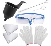 Rosfix Set Accessori per Verniciatura - Bicchiere Viscosimetro, Spazzola, Ago, Imbuti, Guanti, Occhiali | per Spruzzatori e Pistole a Spruzzo | Kit Pulizia e Protezione