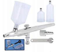 Rosfix Set Aerografo 0,3mm con 2 Serbatoi - Doppia Regolazione, Acciaio Inox, 1-3,5 Bar, 15-40 l/min | Pittura di Precisione, Modellismo, Decorazione | Pistola a Spruzzo