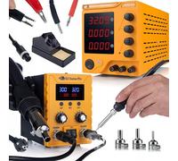 Rosfix Set AmpRush RARES-3210 + S2 Fusion Pro - Alimentatore di rete da laboratorio 32 V 10 A e stazione di saldatura 760 W | LCD, CV/CC, ESD Safe | per elettronica, elettrotecnica, elettolisi