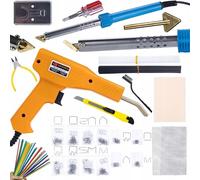 Rosfix Set Blue Lark BL80W - Saldatrice in plastica 80W con accessori | Pinze, griglia, 800 graffette, 5 fili di saldatura, per auto, fai da te, riparazione | set di saldatura in plastica