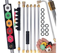 Rosfix Set di lance per idropulitrici ad alta pressione, 7 pezzi, lancia a pressione con curvatura a 90° e 6 ugelli, pressione massima 250 bar, attacco rapido da 1/4", accessori per la pulizia